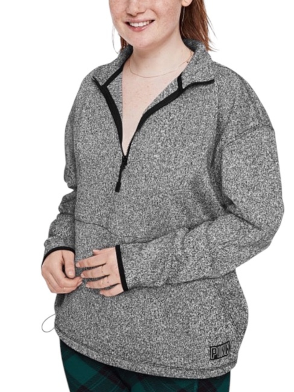 PINK Quarter Zip Knit Logo Sweatshirt